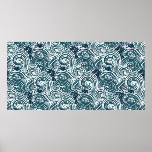 Póster Patrón fluido de las olas del mar