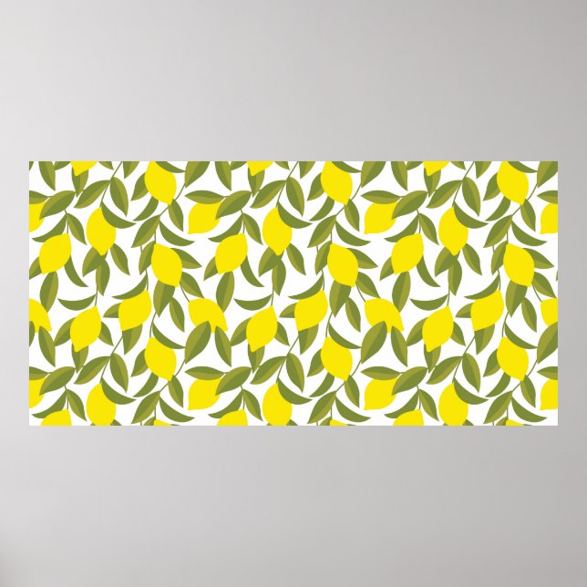 Póster Patrón fluido del limón amarillo (Frente)