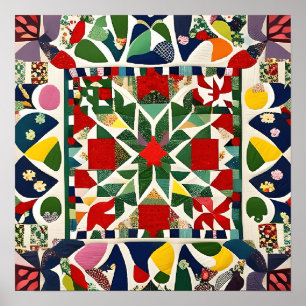 Póster Patrón folclórico multicolor