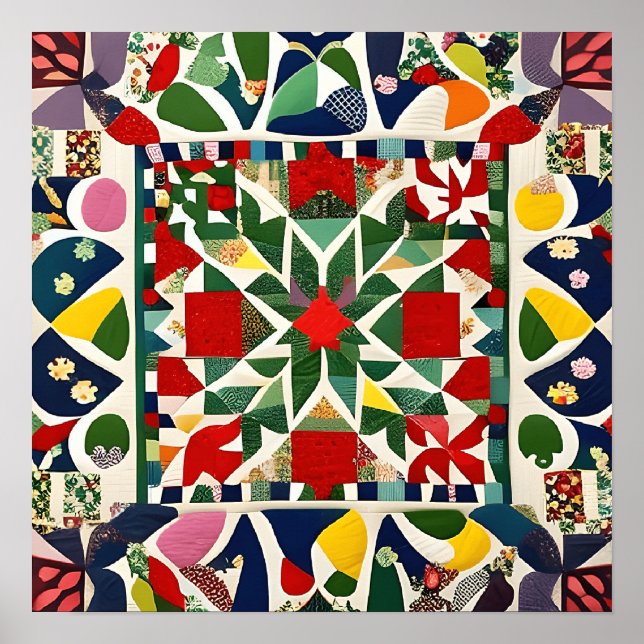 Póster Patrón folclórico multicolor (Frente)