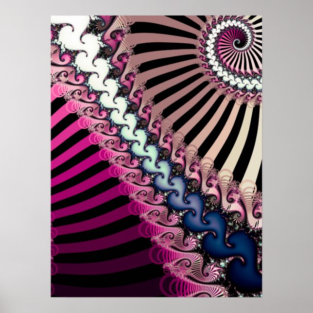 Póster Patrón fractal a rayas (Frente)