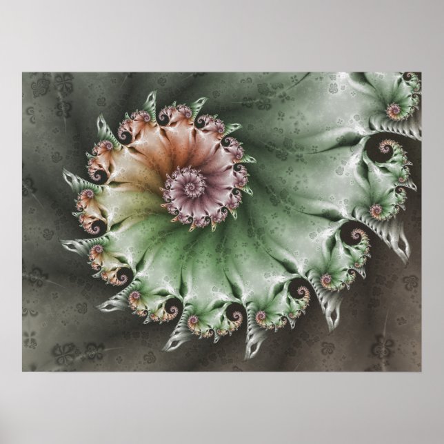 Póster Patrón fractal shabby chic (Frente)