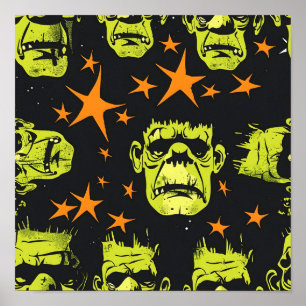 Póster Patrón Frankenstein en mosaico
