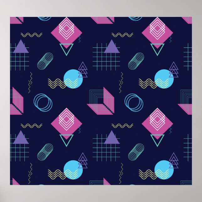 Póster Patrón geométrico abstracto, formas de línea. (Frente)