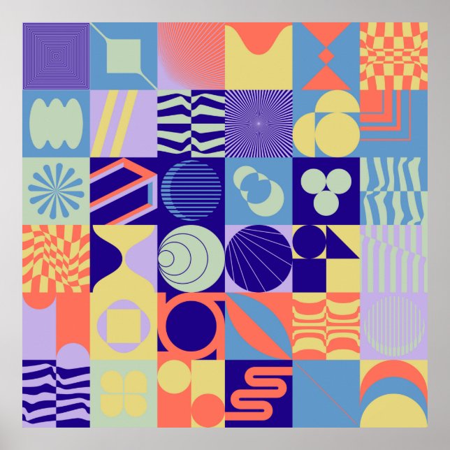 Póster Patrón geométrico abstracto hecho con formas simpl (Frente)