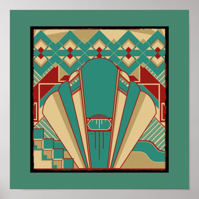 Póster Patrón geométrico Art Deco (Frente)