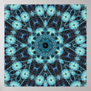 Póster Patrón geométrico azul con resplandor radiante