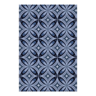 Póster Patrón geométrico azul estilo retro