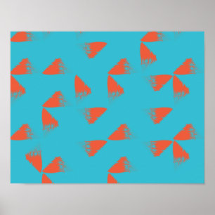 Póster Patrón geométrico azul, naranja, vibrante y a la m