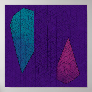 Póster Patrón geométrico azul verdoso y magenta sin costu