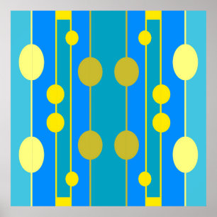 Póster Patrón geométrico azul y amarillo