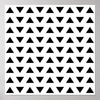 Póster Patrón geométrico blanco y negro de triángulos.