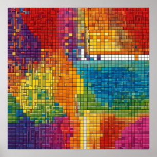 Póster Patrón geométrico colorido de los triángulos