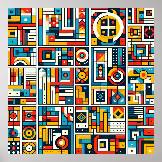 Póster Patrón geométrico colorido estético (Frente)