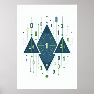 Póster Patrón geométrico de código binario para programad