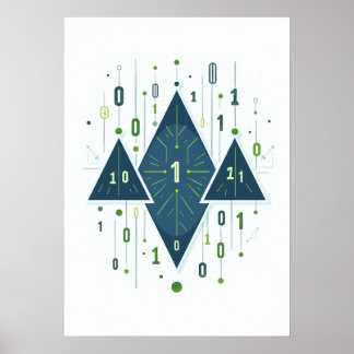 Póster Patrón geométrico de código binario para programad