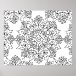 Póster Patrón geométrico de Mandala floral Coloración de