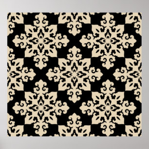 Póster Patrón geométrico del motivo ornamental asiático