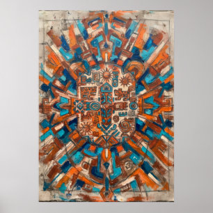 Póster Patrón Geométrico del Sol del Suroeste y Po de Pat