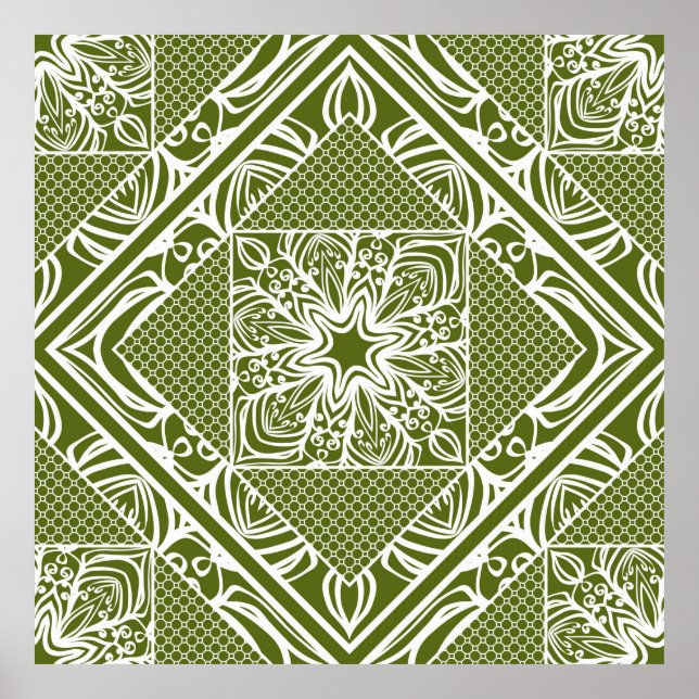 Póster Patrón geométrico floral sin foco. Ilustración vin (Frente)