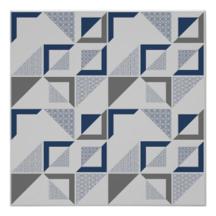 Póster Patrón geométrico Gris azul abstracto moderno