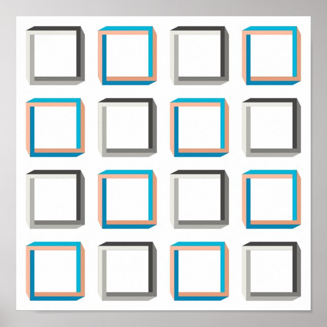 Póster Patrón geométrico imposible cuadrado elegante (Frente)