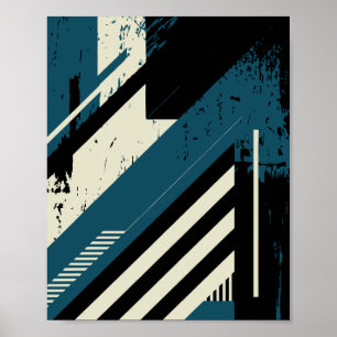 Póster Patrón geométrico industrial con textura grunge