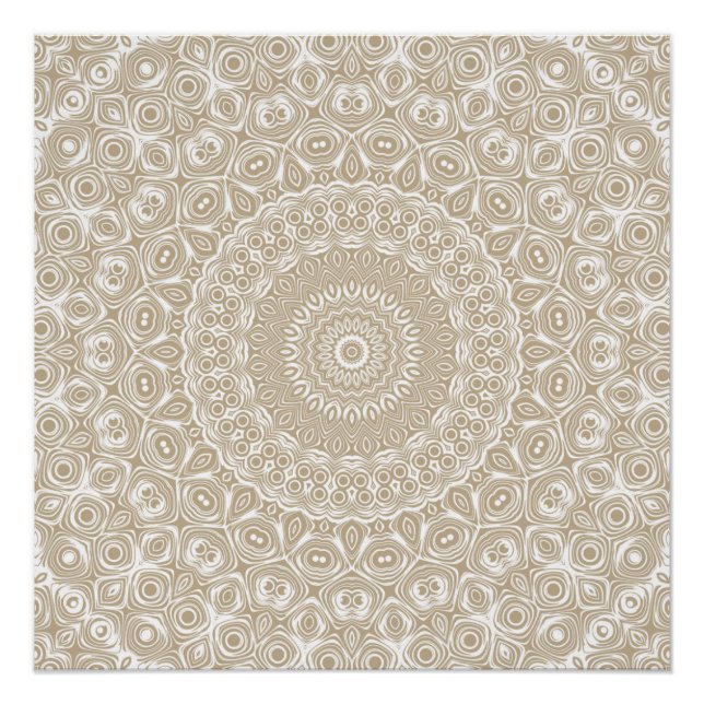 Póster Patrón Geométrico Mandala Caqui (Anverso)