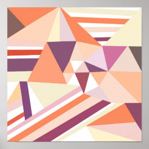 Póster Patrón geométrico moderno abstracto de coral rosa 