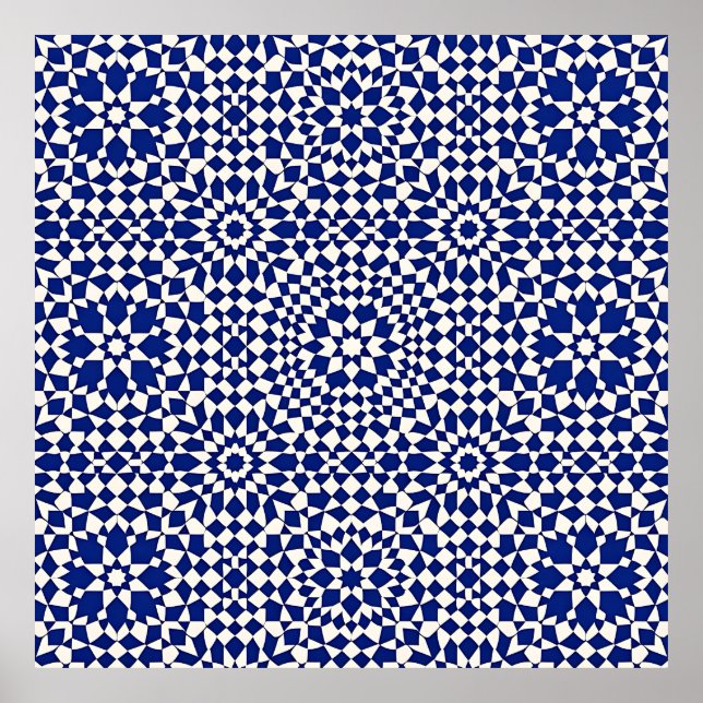 Póster Patrón geométrico mosaico azul marino (Frente)