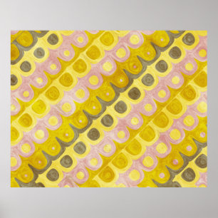 Póster Patrón geométrico retro en amarillo y rosa