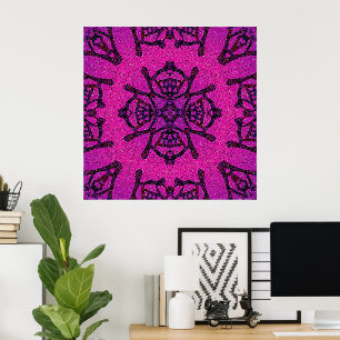 Póster Patrón geométrico rosa y púrpura intenso