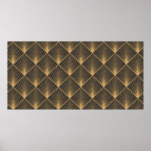 Póster Patrón Geométrico Sin Marea Art Deco. Elegante Wal