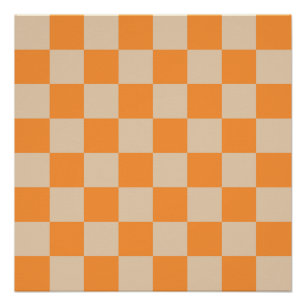Póster Patrón Gingham de naranja controlado