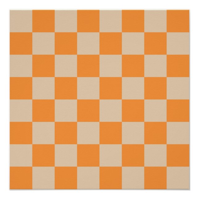 Póster Patrón Gingham de naranja controlado (Anverso)