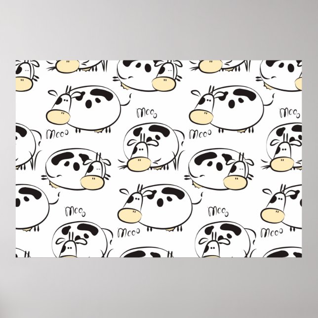Póster Patrón gracioso con animales infantiles. Clip de c (Frente)