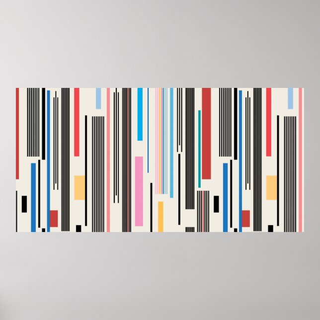Póster patrón gráfico colorido de varias franjas (Frente)