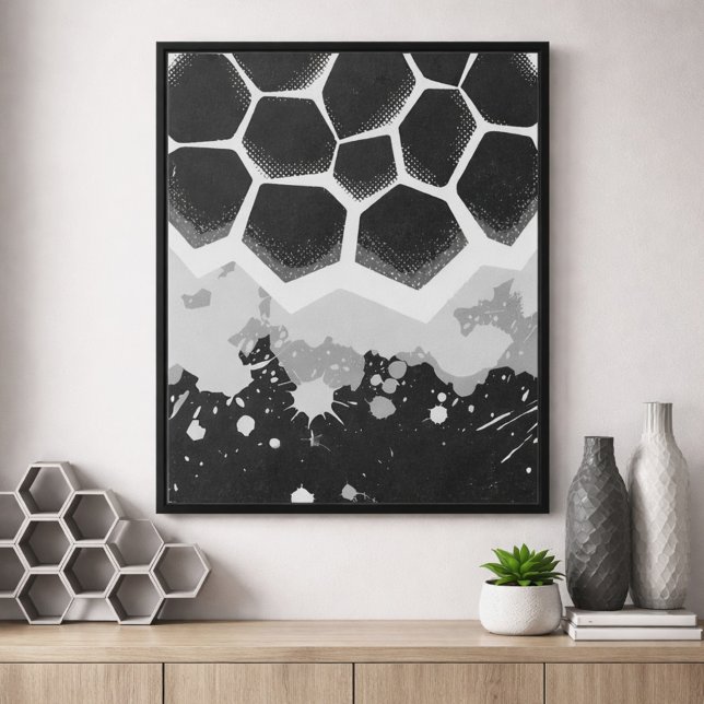 Póster Patrón Hexagonal con Salpicaduras de Pintura Gris (Subido por el creador)