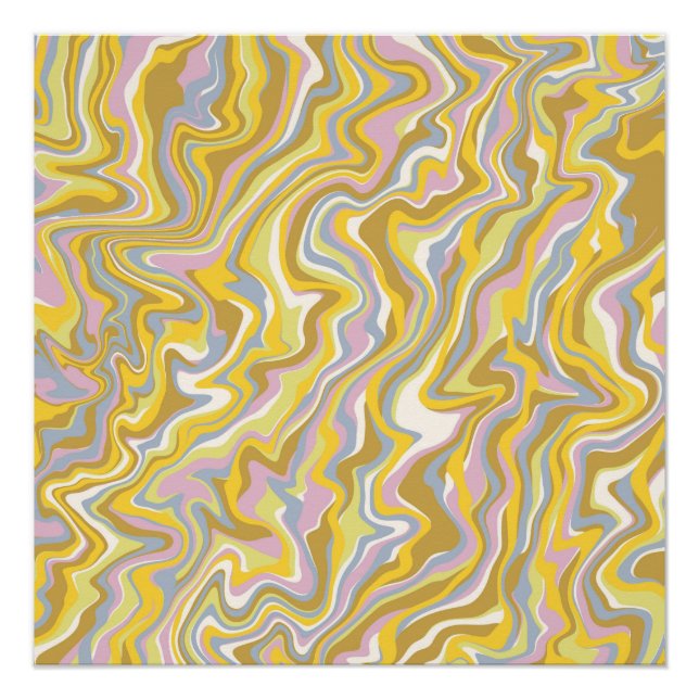 Póster Patrón Hippie 70 Green Marble Liquid Swirl Boho (Anverso)