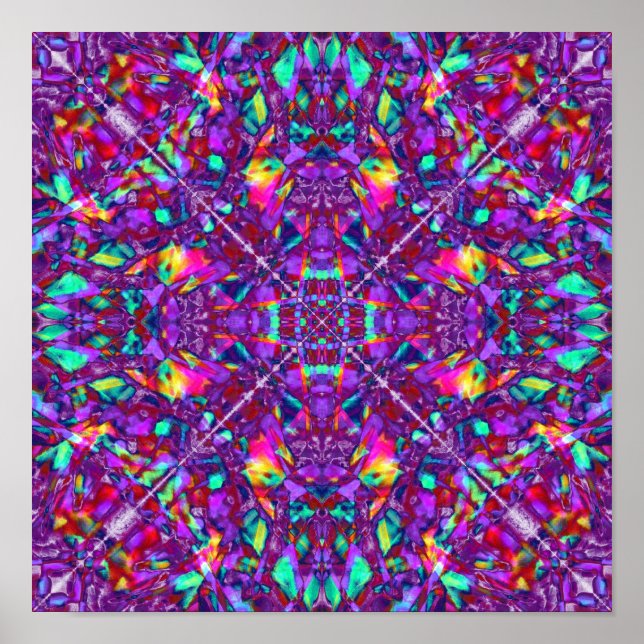 Póster Patrón hippie de Mandala púrpura (Frente)