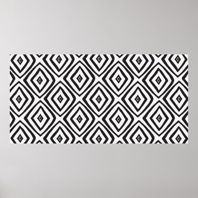 Póster Patrón impecable dibujado a mano en blanco y negro (Frente)
