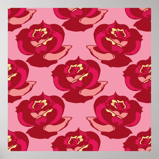 Póster Patrón incomparable rosas burdeos de oro bellezas  (Frente)