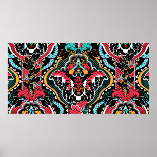 Póster Patrón indio vintage sin costuras. Papel tapiz flo