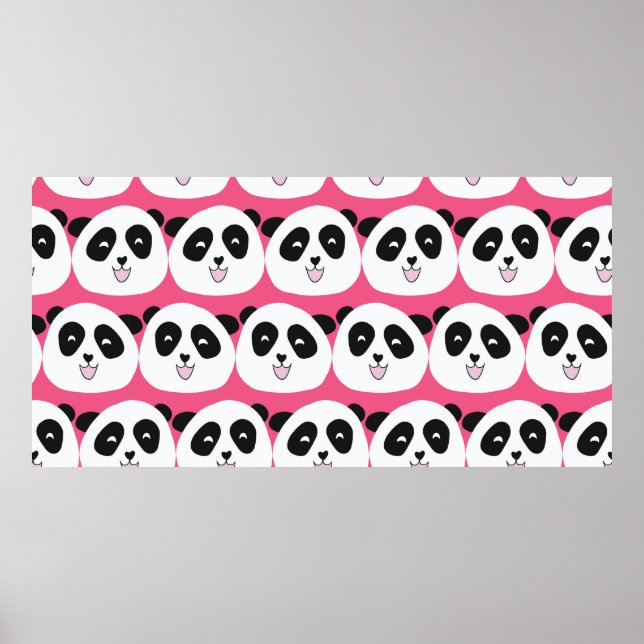 Póster Patrón infantil Panda lleva una repetición de cose (Frente)