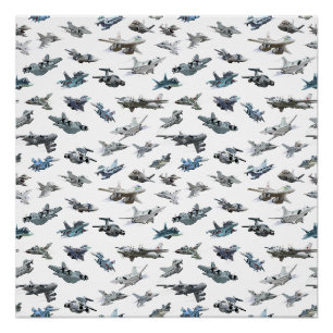 Póster Patrón ininterrumpido de aviones militares persona