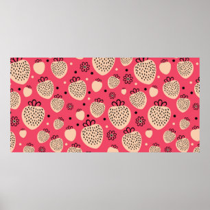 Póster patrón ininterrumpido de fresa rosa