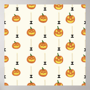 Póster Patrón ininterrumpido de Halloween con calabazas y