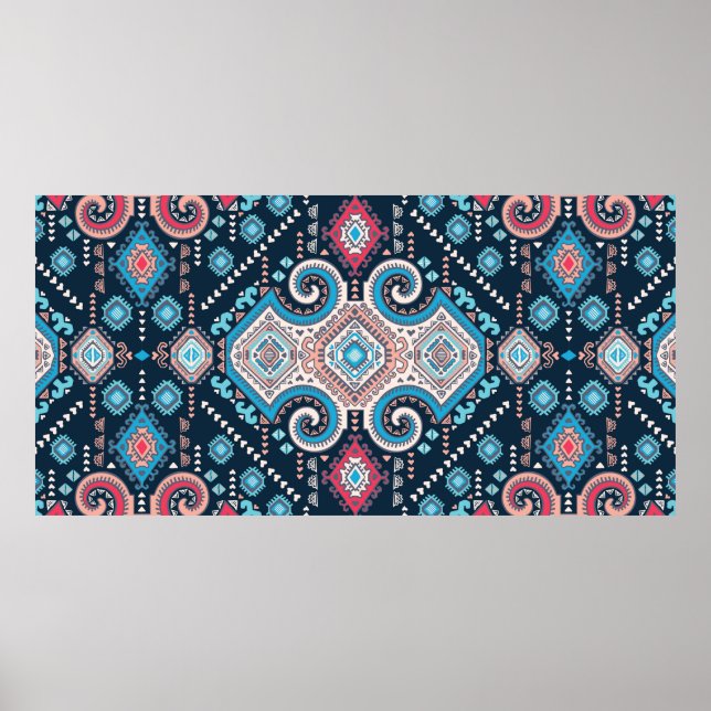 Póster Patrón ininterrumpido de origen étnico tribal mexi (Frente)