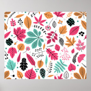 Póster Patrón ininterrumpido de otoño con hoja, hoja de o