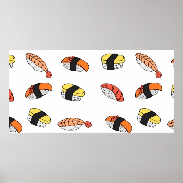 Póster patrón ininterrumpido de sushi (Frente)